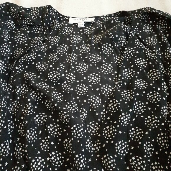 Equipment Femme Women's Size 2 Alexandria Black White Stars Silk Mini Dress - Picture 6 of 13